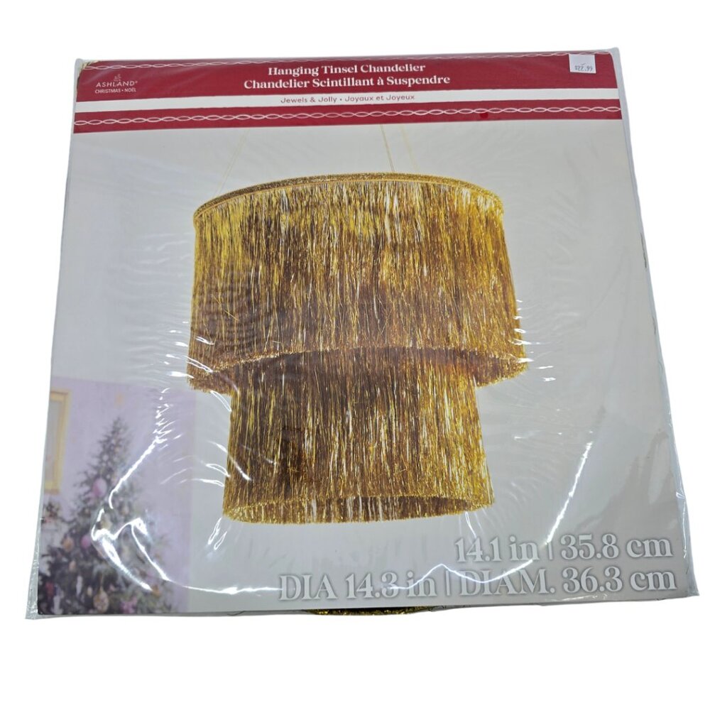 Gold Ashland Two Tier Tinsel Chandelier Party Decoration NEW
